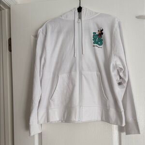 Disney White Zip-Up Hoodie with Teal Mickey 25 Graphic